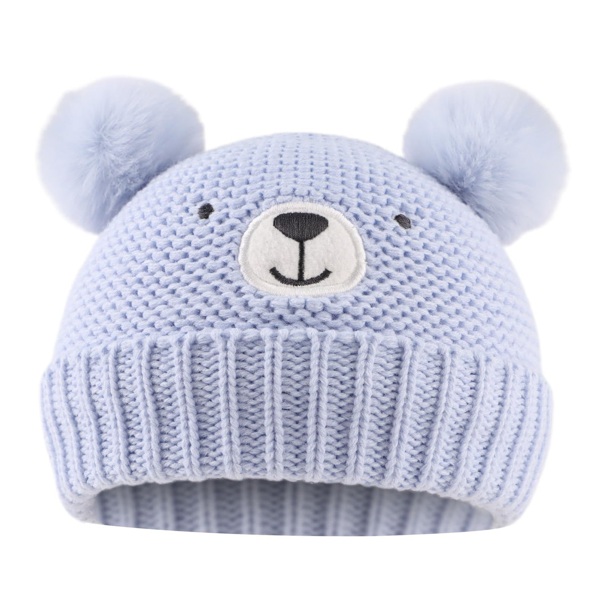 JANGANNSA Cute Bear Baby Beanie Pompom Baby Boy Hat Winter Knit Beanie Girl