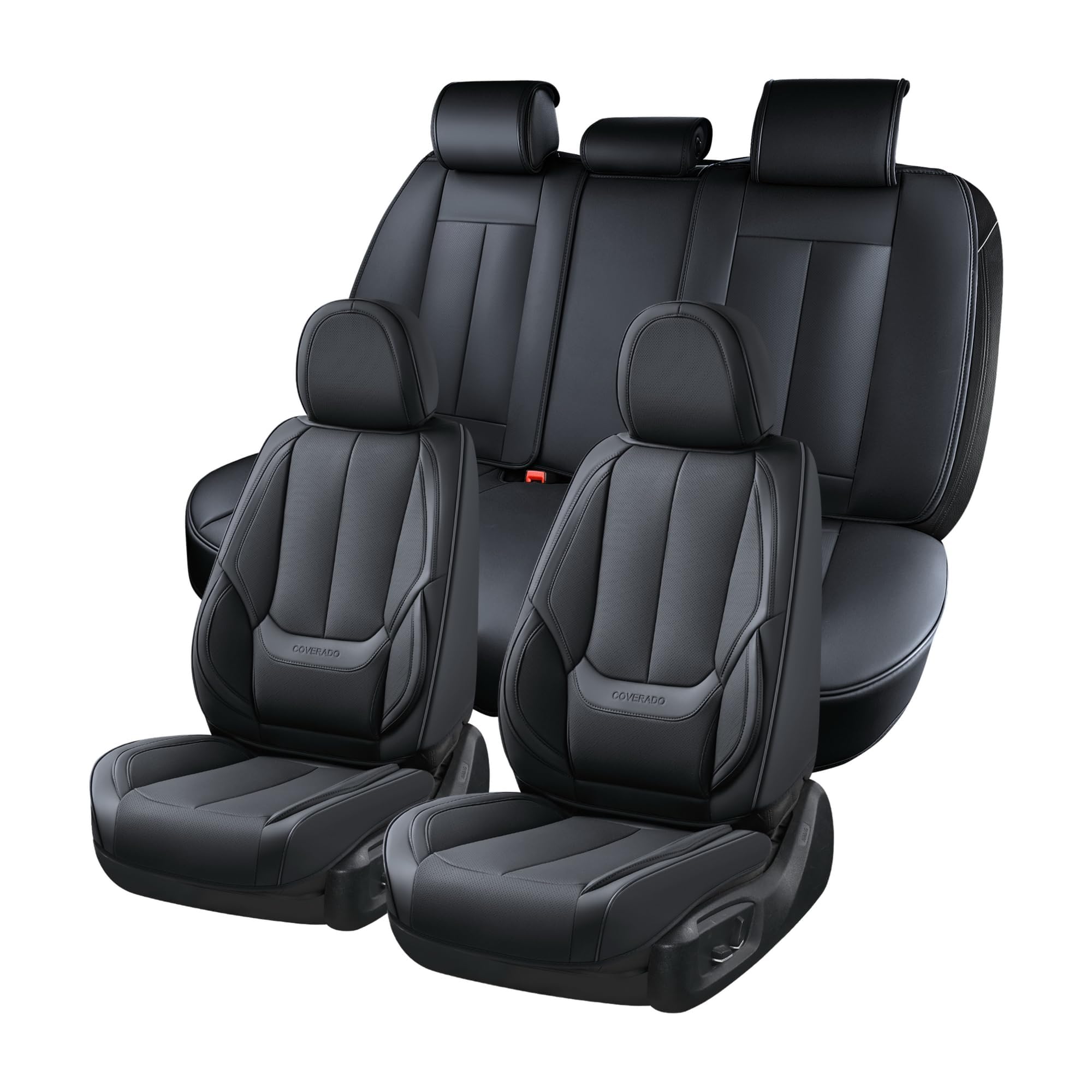 Coverado Car Seat Covers, Seat Covers for Cars, Waterproof Leather Auto Seat Protectors, Leather Car Seat Cushion, Car Interiors Accessories Universal Fit for Most Cars