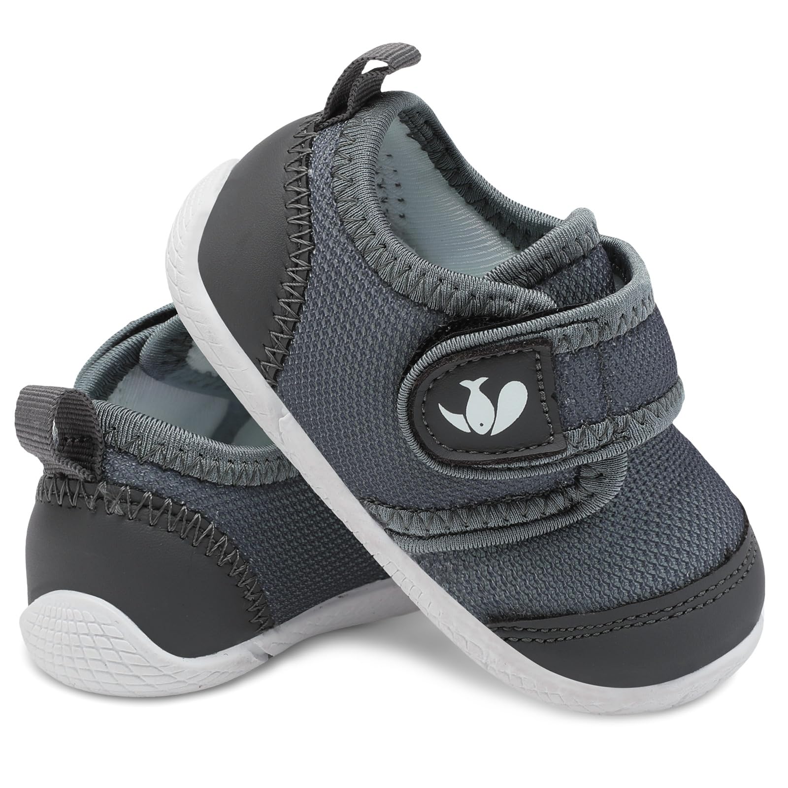 FEETCITY Unisex Baby Shoes Boys Girls Toddler Sneakers Slip On Infant First Walking Shoes Crib Shoe Grey