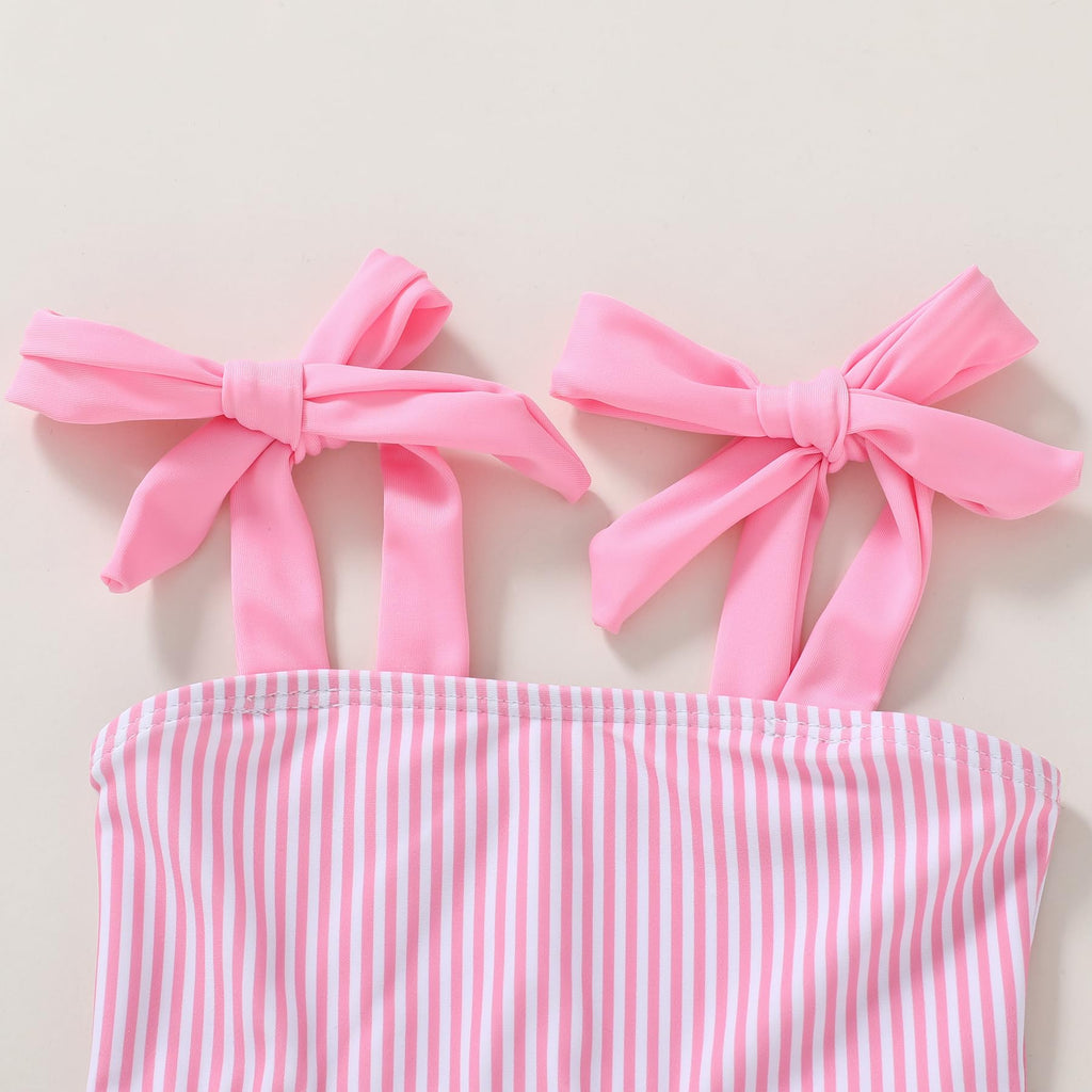 YOUNGER TREE Toddler Girls Two Pieces Swimsuit Color Block Stripe Swimwear Summer Beach Bathing Suit 18M-5T(Pink 4-5T)
