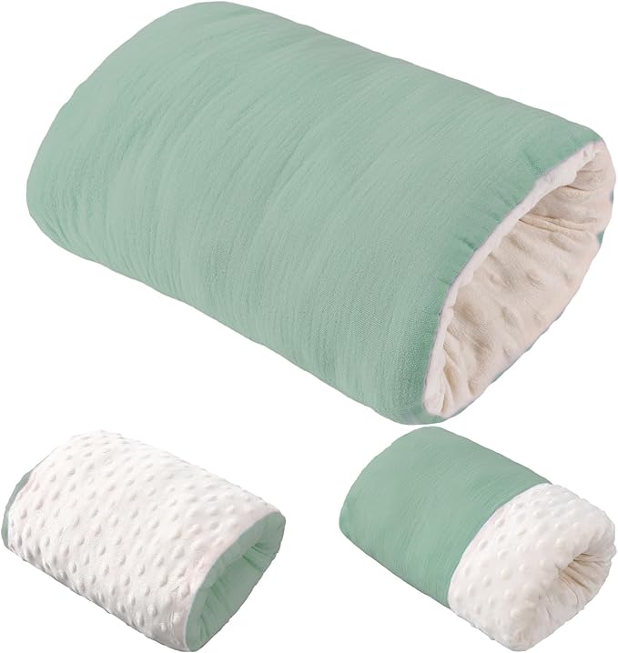 Baby Feeding Arm Pillow Breastfeeding Bottle Nursing Cozy Cradle Pillow for Newborn Soft Double Sided Muslin Cotton Head Support Comfortable Feeding for Mom(Green,Simple)