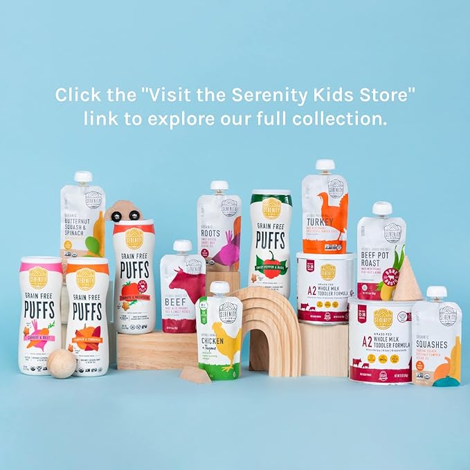 Serenity Kids 6+ Months Veggie Puree Baby Food Pouches - USDA Organic No Added Sugar - Butternut Squash & Spinach Blend - BPA & Allergen Free - 3.5 Oz, 6 Pack