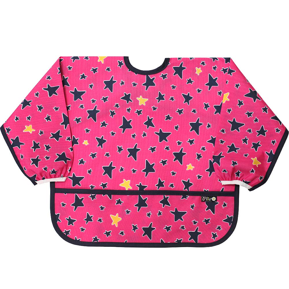 Plie Long Sleeve Waterproof Bib for Toddlers – Soft Feeding Smock for Baby Mealtime, Self-Feeding, Painting & Messy Play, BPA-Free, Easy Clean (6–24 Months) - Ugly Star