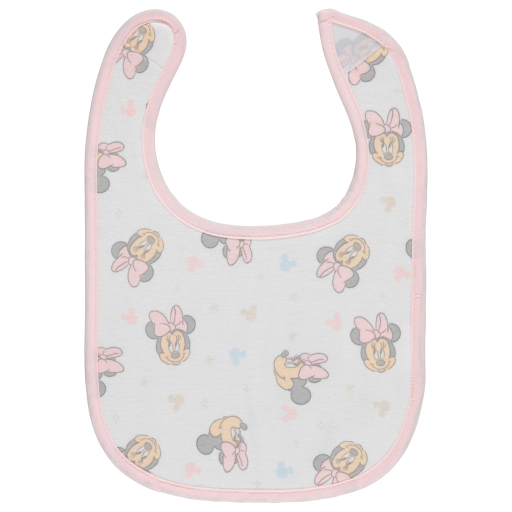 Disney 10-Pack Minnie Mouse Baby Bibs – Soft, Absorbent, and Adjustable Cotton Bibs for Mess-Free Meals – Quality Bibs with MInnie Designs- Sprinkle