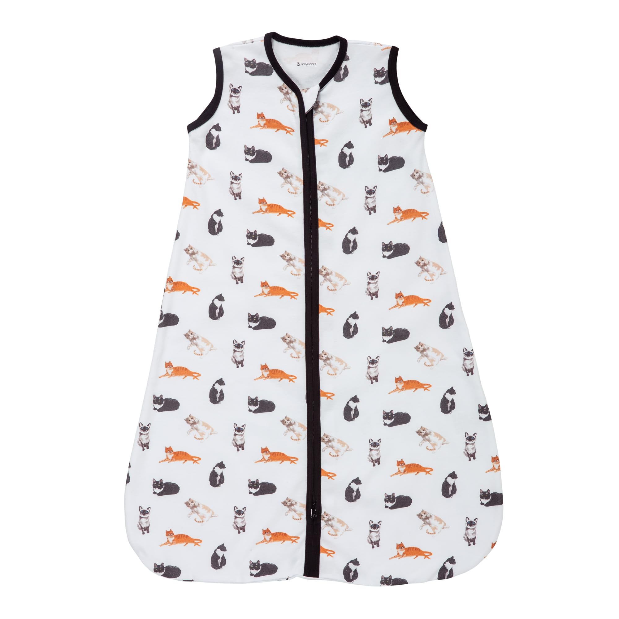 LollyBanks 100% Cotton Baby Sleep Sack 6-12 Months for Baby Boys, Soft Infant Sleep Sack with 2-Way Zipper, Cozy and Lightweight 0.5 TOG Baby Sleeping Bag, Baby Essentials (Cat Print)
