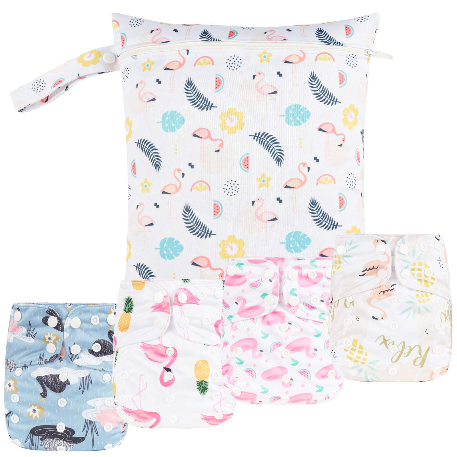 HappyFlute 9 Sets Newborn Baby Cloth Pocket Diapers Adjustable Reusable