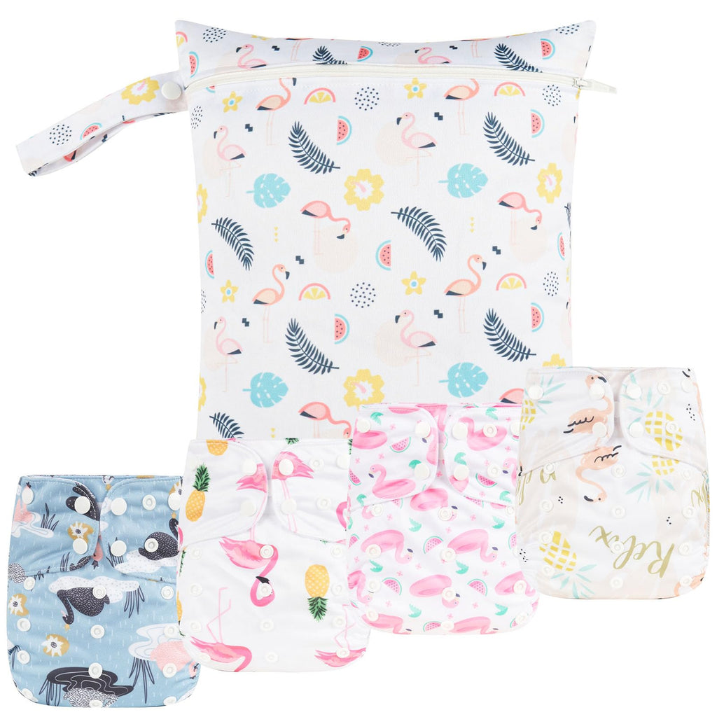 HappyFlute 9 Sets Newborn Baby Cloth Pocket Diapers Adjustable Reusable
