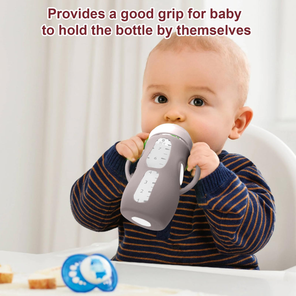 Juome Silicone Sleeves with Handle for Avent Natural Glass Baby Bottles 8oz