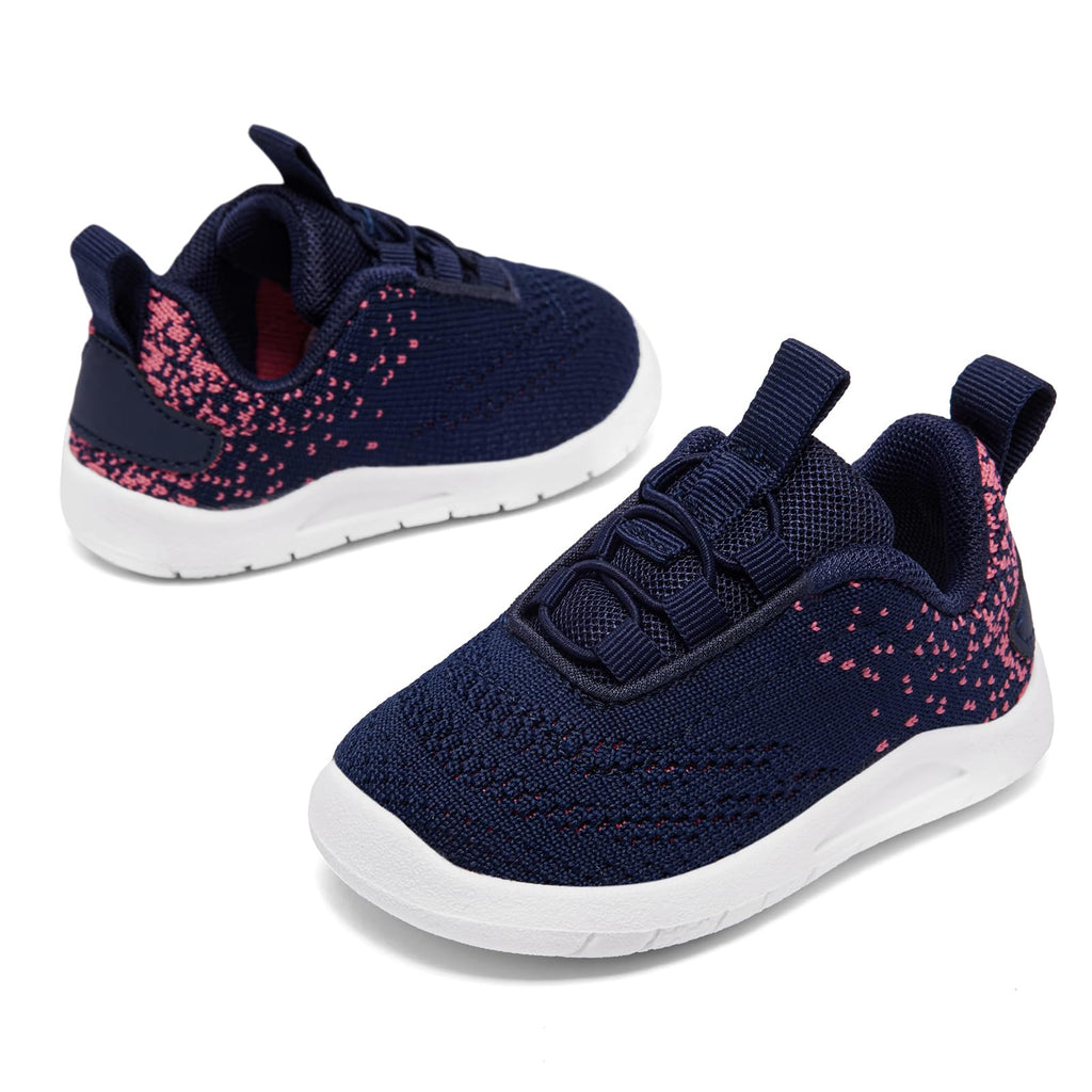 MORENDL Toddler Sneakers Baby Slip On Walking Shoes Non-Slip Breathable Boys & Girls Running Shoes Infant Tennis Shoes Blue Pink 12-15 Months Size 5