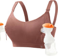 Pumping Bra Hands Free Zip Opening Seamless Nursing Bras for Breastfeeding High Support Nursing & Pumping Bra in One