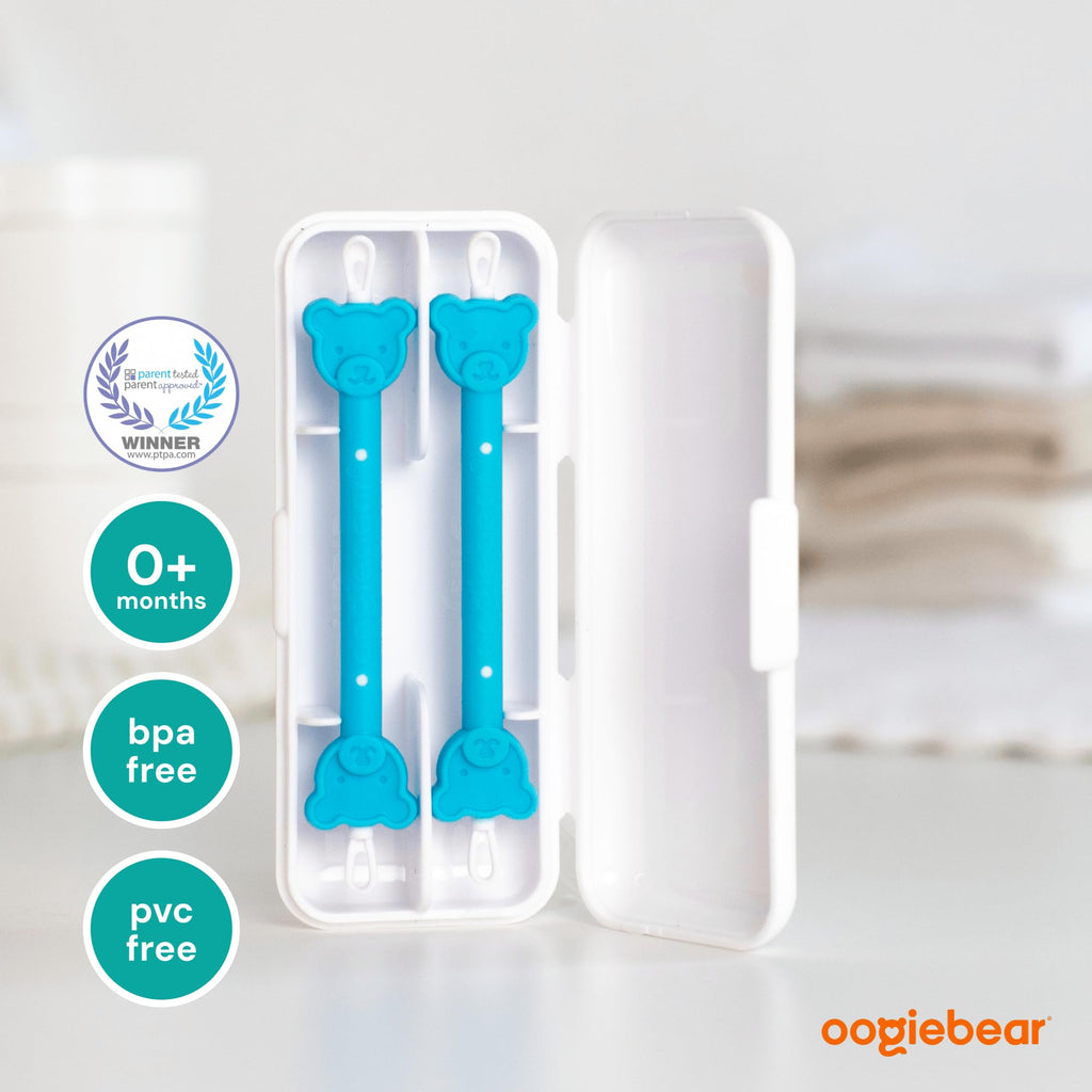oogiebear Baby Nose & Ear Picker with Travel Case, 3 Pieces, 2-Pack Blue