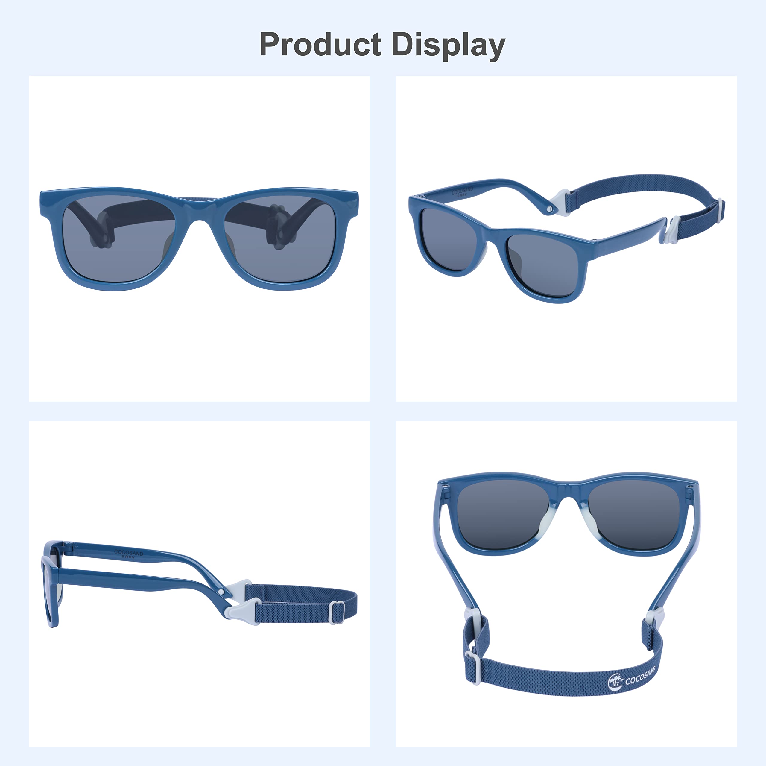 COCOSAND Flexible Polarized Baby Sunglasses with Strap & Silicone Nose Pads