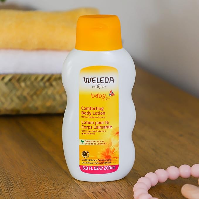 Weleda Baby Calendula Comforting Body Lotion, Plant Rich Moisturizer with Calendula, Chamomile, Sweet Almond and Sesame Oils, 6.8 Fl Oz (Pack of 2)