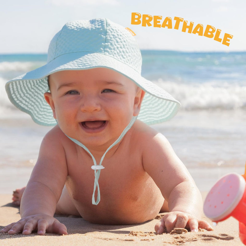 HONGTEYA Baby Sun Hat Wide Brim Adjustable Toddler Beach Bucket Hat