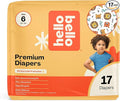 Hello Bello Diapers, Size 6 (35 lbs) Wild Cats, 17 Count of Premium Disposable Baby Diapers, Hypoallergenic with Soft, Cloth-Like Feel