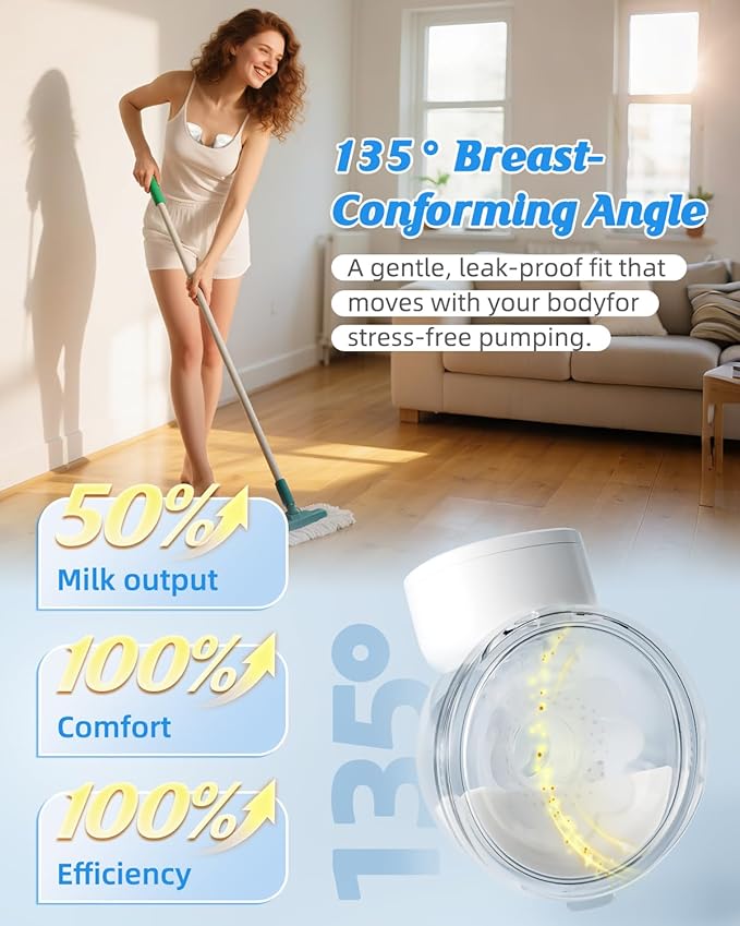 ANWIKE Hands Free Breast Pump Ultra-Light 230g, Wearable Breastfeeding Pump Portable for Travel and Work, Low Noise, Ergonomic 135° Flange, 9 Levels 4 Modes with 19/21mm Flange Inserts (Black 2 Pack)