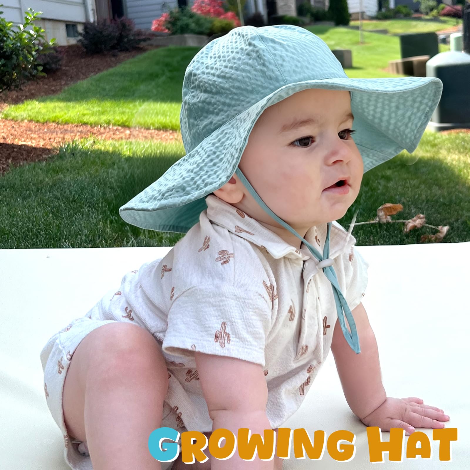 HONGTEYA Baby Sun Hat Wide Brim Adjustable Toddler Beach Bucket Hat