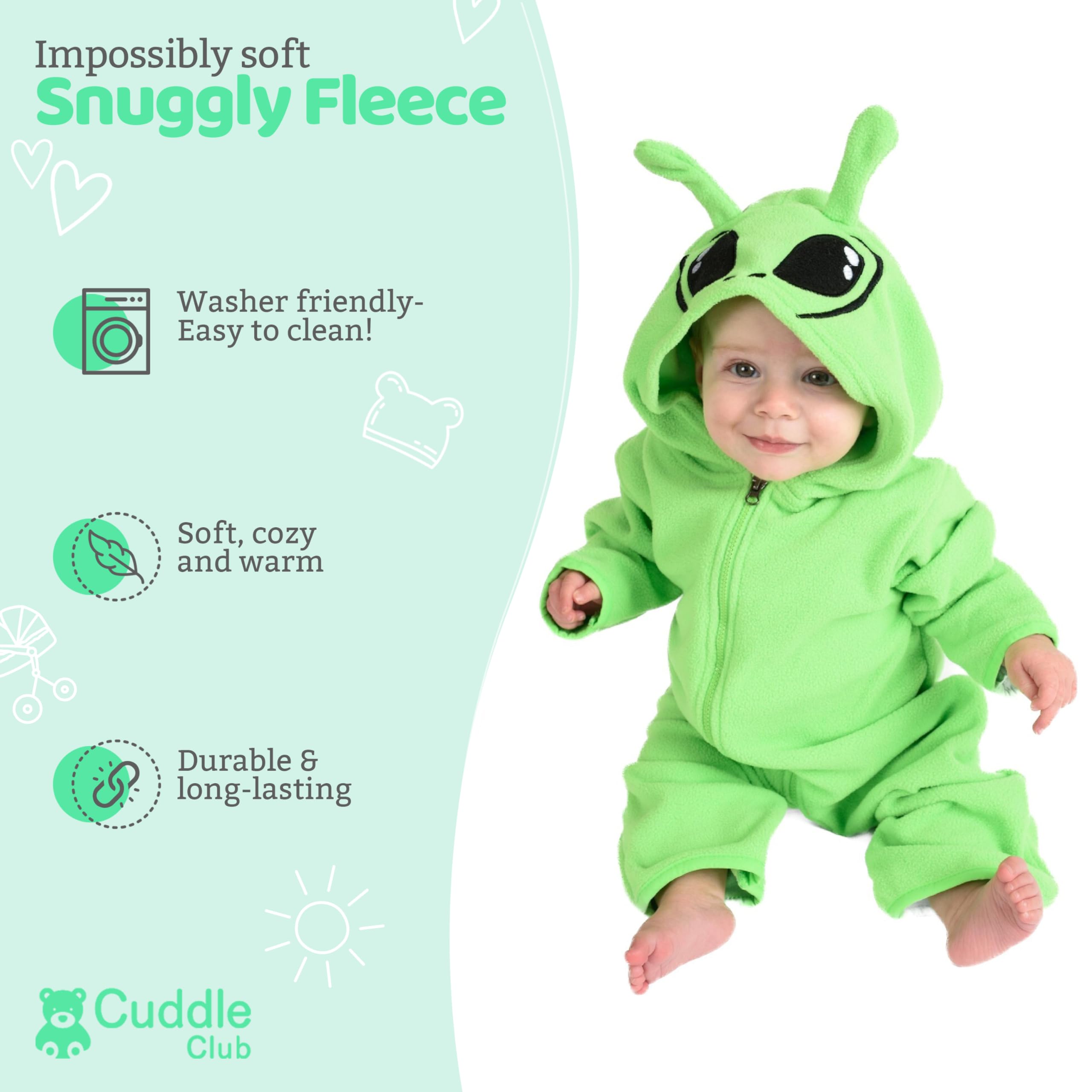 Cuddle Club Fleece Baby Bunting Bodysuit – Infant One Piece Kids Hooded Romper Outerwear Toddler Jacket