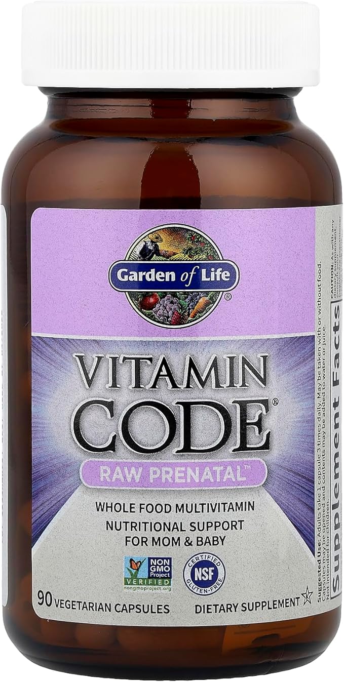 Garden of Life Prenatal Multivitamin for Women from Whole Foods with Biotin, Iron & Folate not Folic Acid, Probiotics for Immune Support - Vitamin Code Raw Pregnancy Must Haves - 90 Capsules
