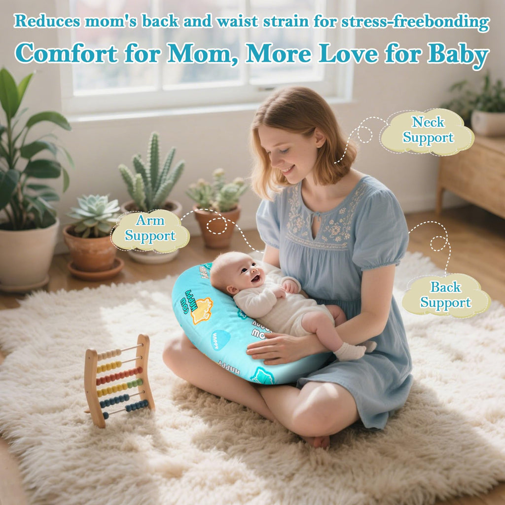 Nursing Pillow & Breastfeeding Pillow – Ergonomic C-Shape for Breastfeeding & Bottle Feeding, Standard Size Breathable with Washable Cover, Hypoallergenic,Tummy Time & Sitting Support ( 0-12Months)