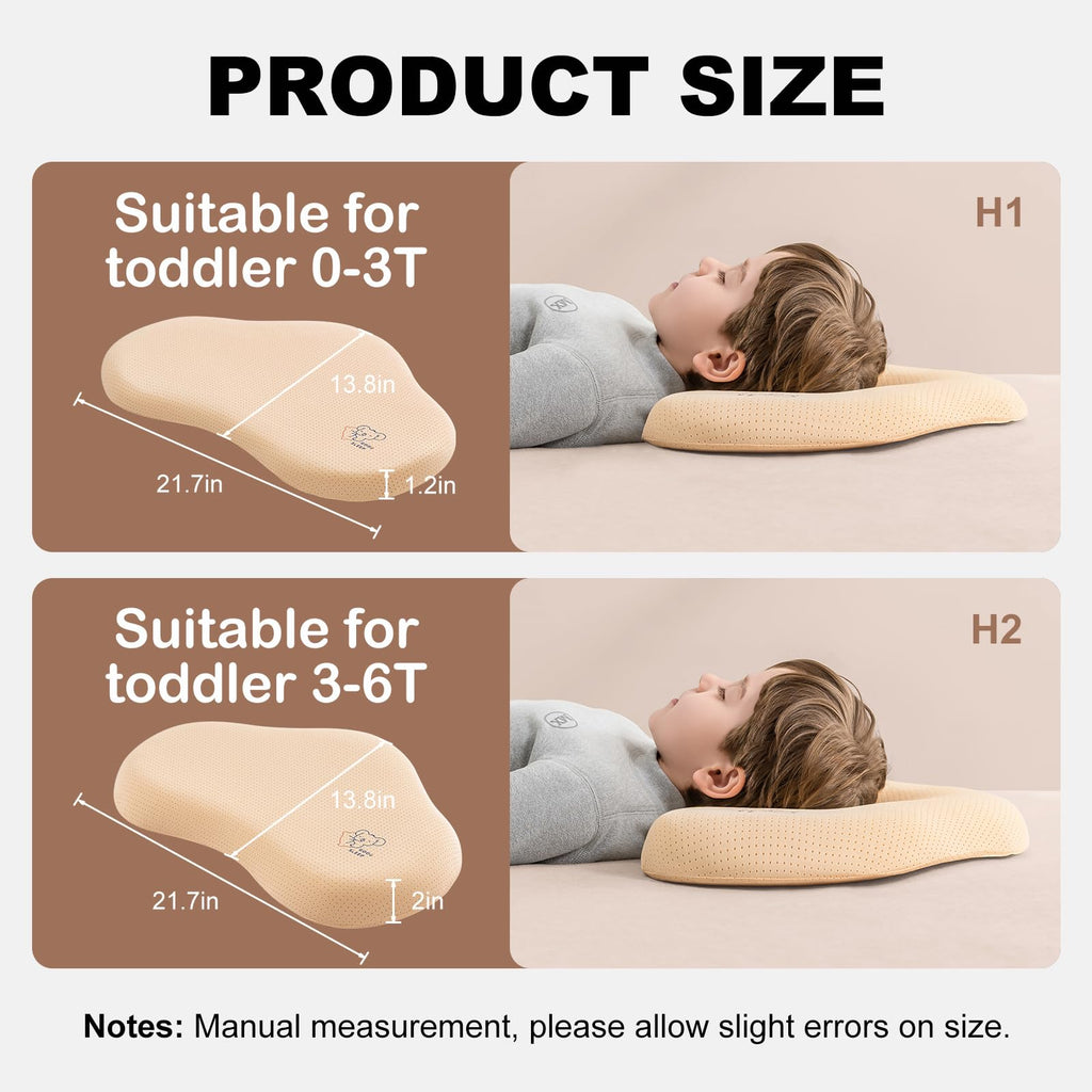 Reidio 1pc Toddler Silicone Pillow Breathable Toddler Pillow with Removable Cotton Pillowcase Kids Pillows for Sleeping Machine Washable (Rose, H1)