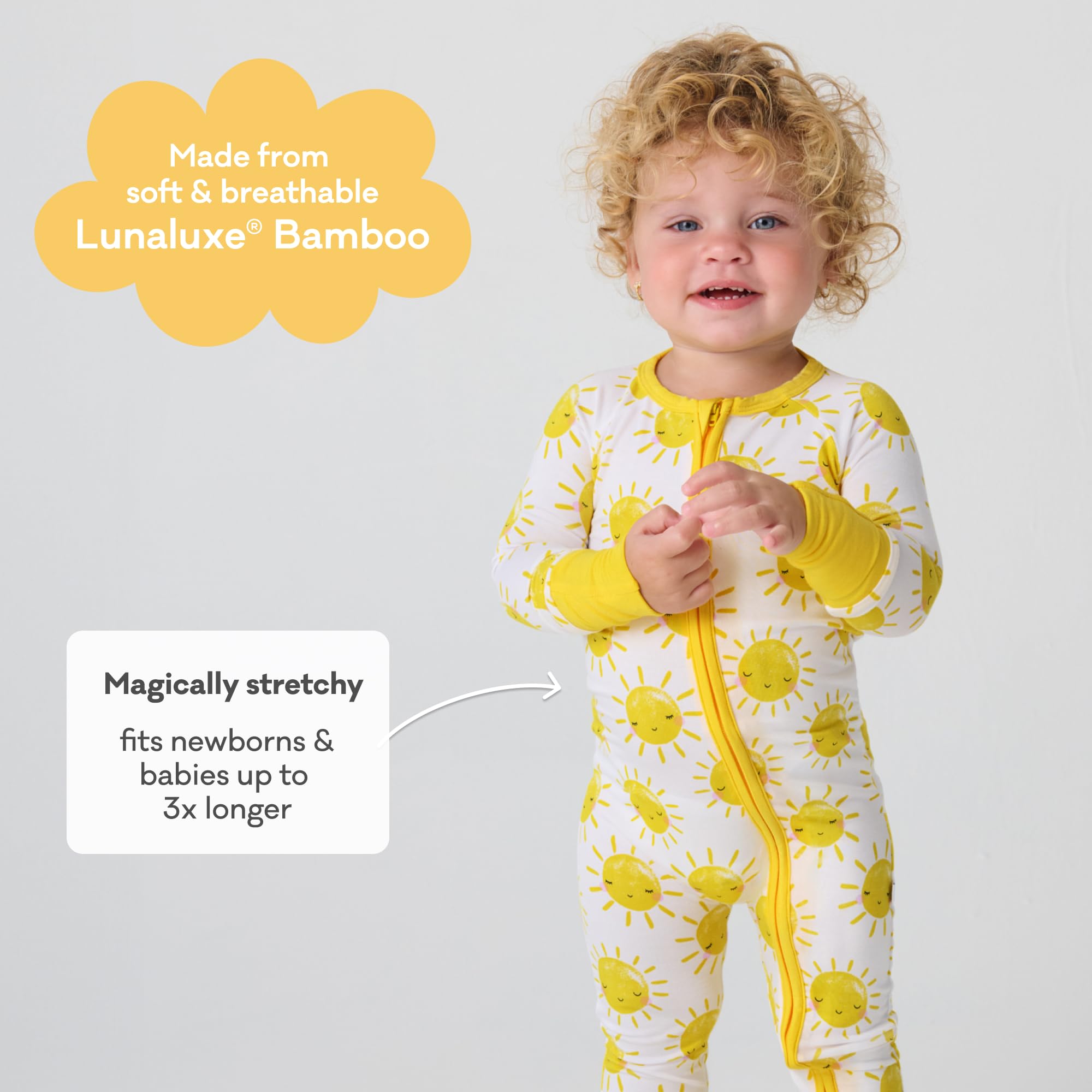Little Sleepies Baby Pajamas, Sunshine, 3-6M
