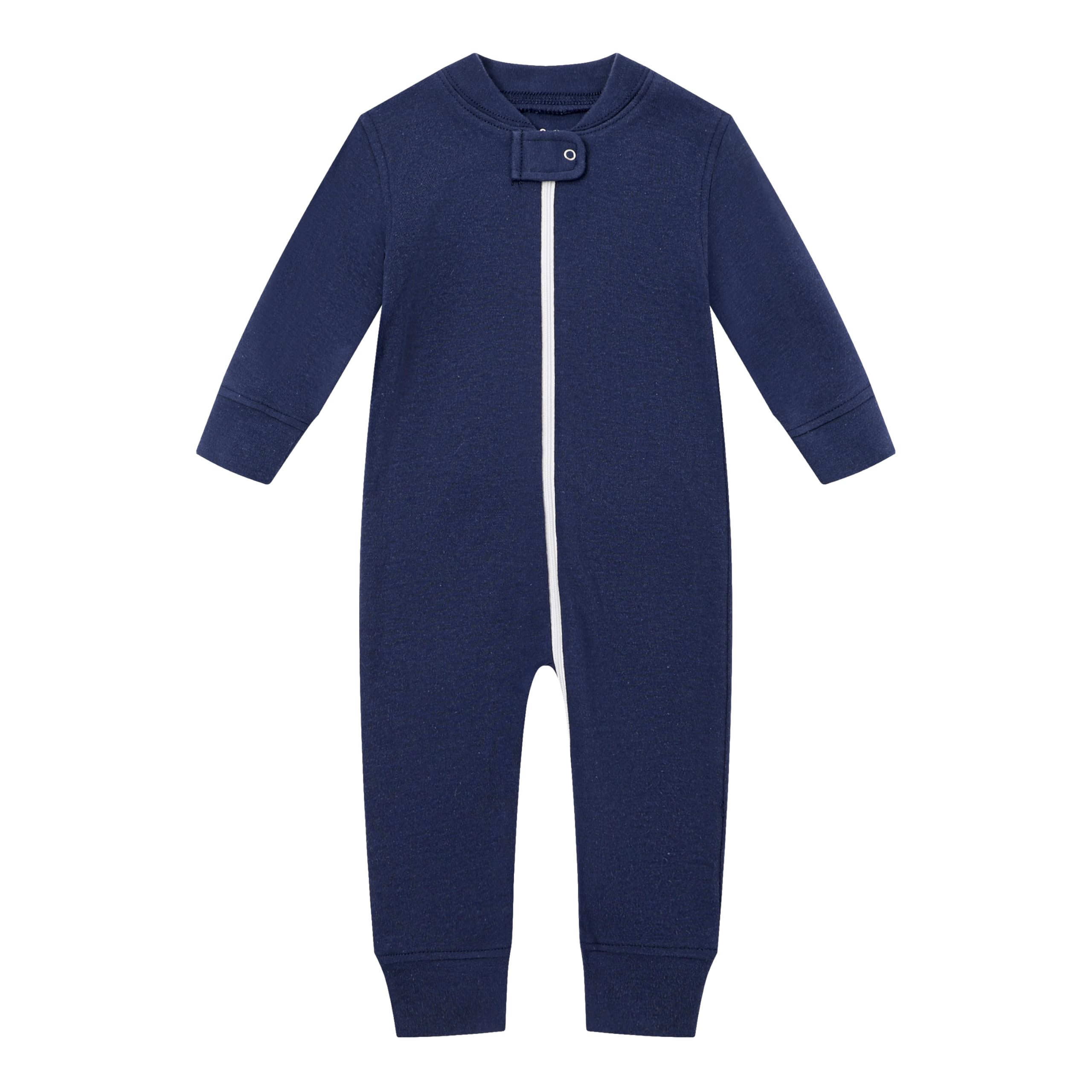 Owlivia Organic Cotton Baby Boy Girl Zip up Sleep N Play, Footless, Long Sleeve(0-3 Months, Wave & Navy)