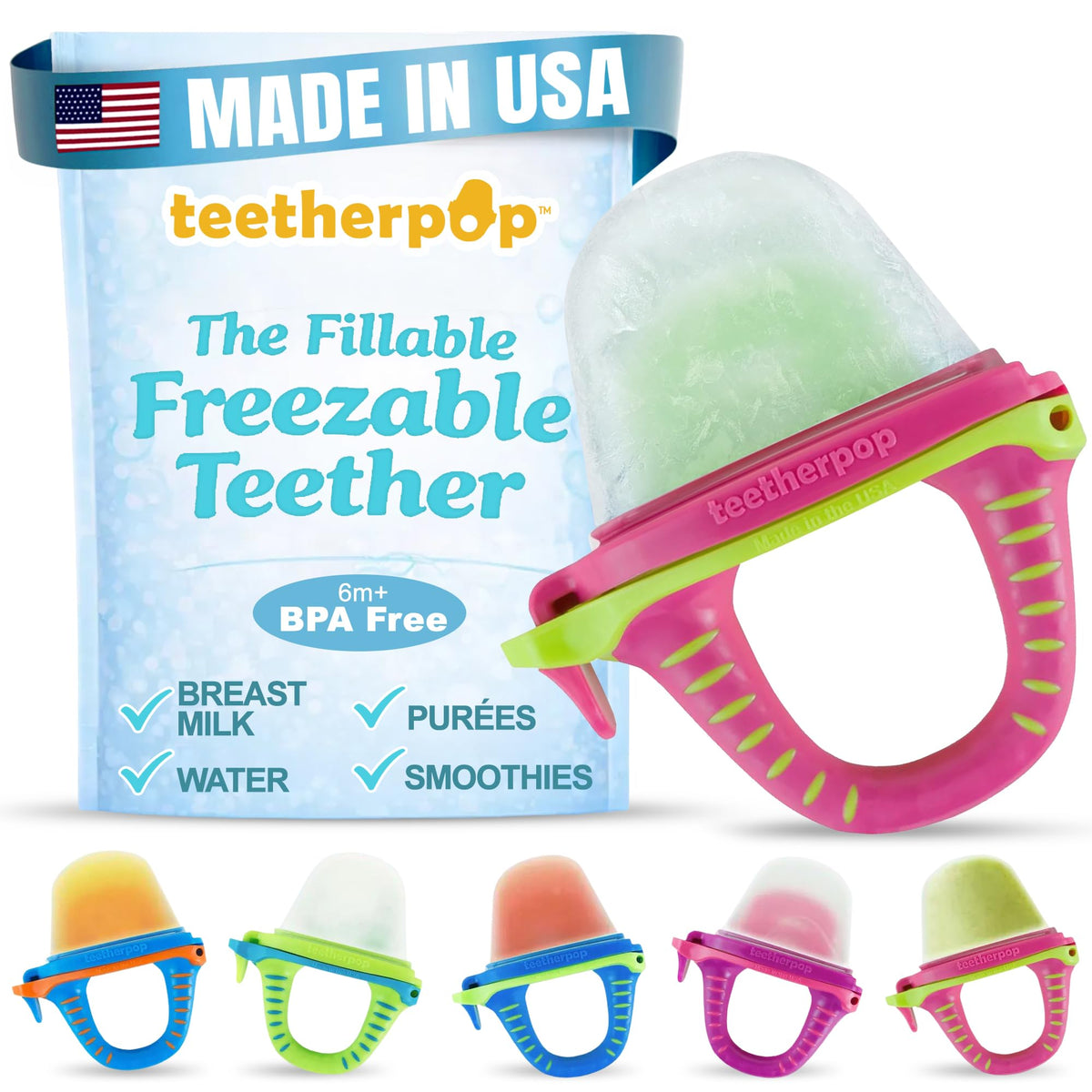 Fillable Freezer Teethers for Babies – Made in USA Teething Pacifier