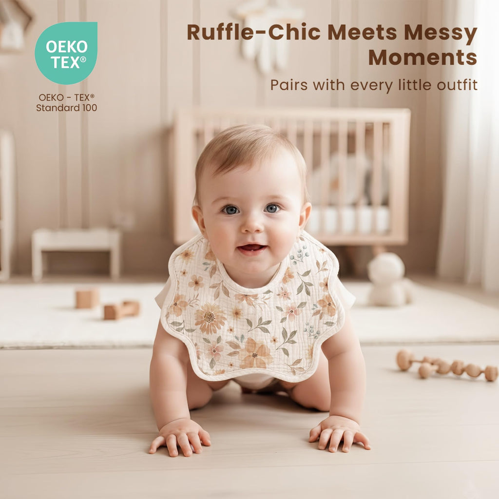 Konssy 8-Pack Muslin Baby Bibs for Teething and Drooling