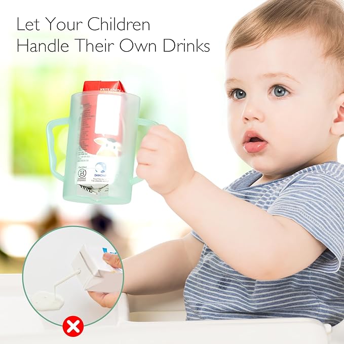Momcozy Baby Pouch Holder No Squeeze, Baby Food & Juice Box Holder, Mess-Free, Easy Grip for Self-Feeding, BPA-Free & DEHP-Free, Must-Have for Babies, Green