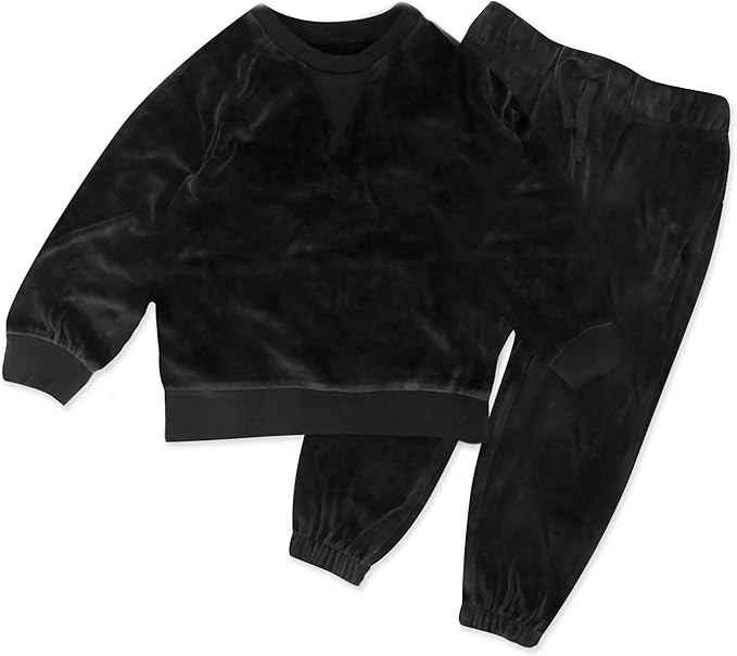 HonestBaby 2-Piece Cozy Velour Sweatshirt and Jogger Sweatpants Set 100% Organic Cotton for Toddler, Baby Boys, Girls