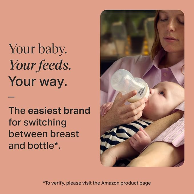 Tommee Tippee Natural Start Anti-Colic 9 oz BPA Free Baby Bottles, 0+ Months, Slow Flow Breast-Like Nipple, Self Sterilizing, Designed for Seamless Transition Between Bottle & Breast, Clear, Pack of 4