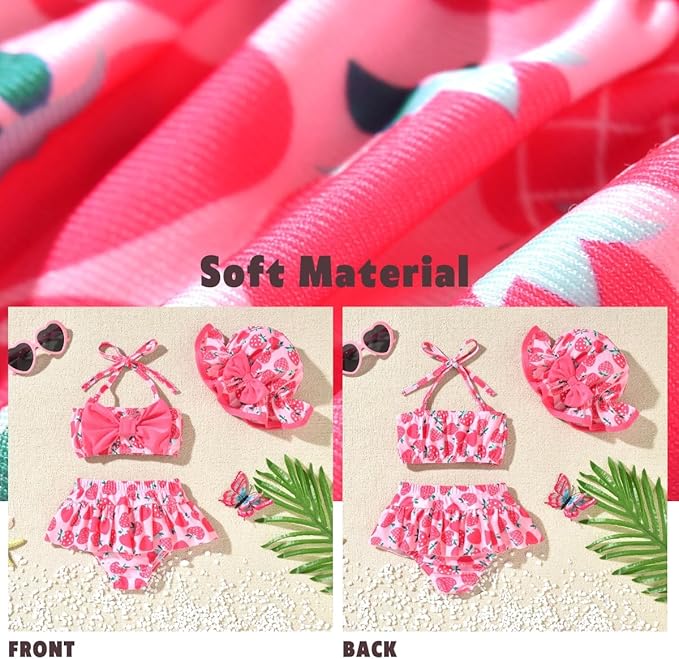 Aalizzwell Baby Girl 2-Piece Bikini Swimsuit with Hat