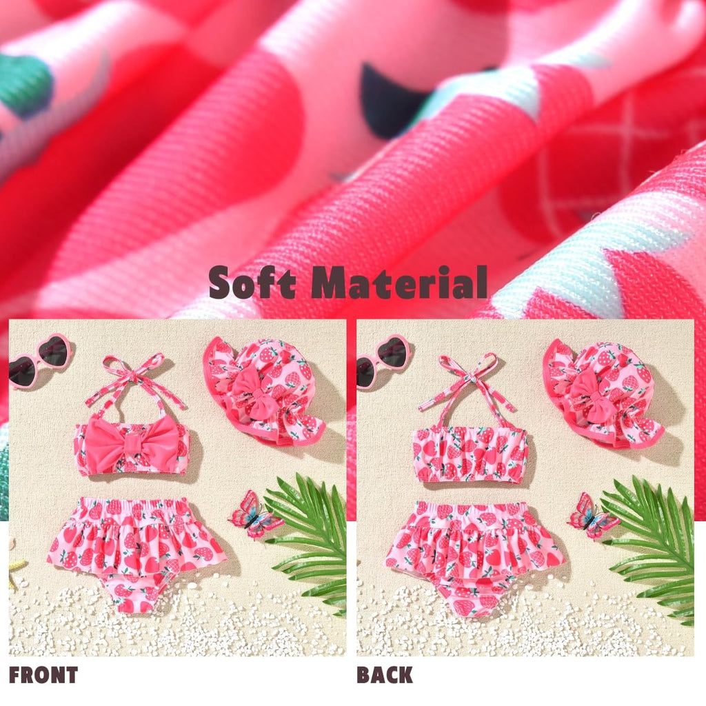 18-24 Months Infant Baby Girls Swimsuit Strawberry Bikini Two Pieces Bathing Suit Swimwear Summer Swimming Beach Set