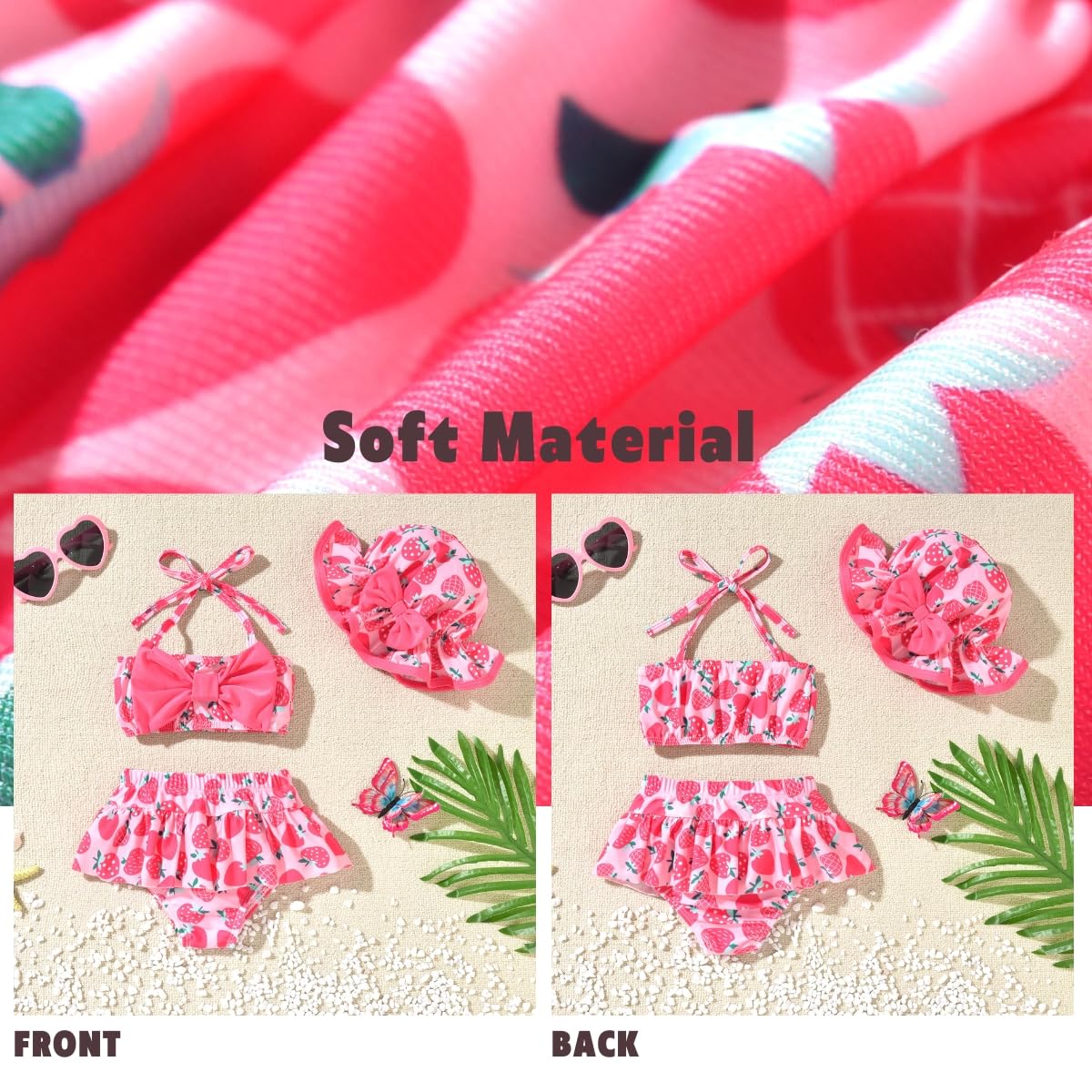 18-24 Months Infant Baby Girls Swimsuit Strawberry Bikini Two Pieces Bathing Suit Swimwear Summer Swimming Beach Set