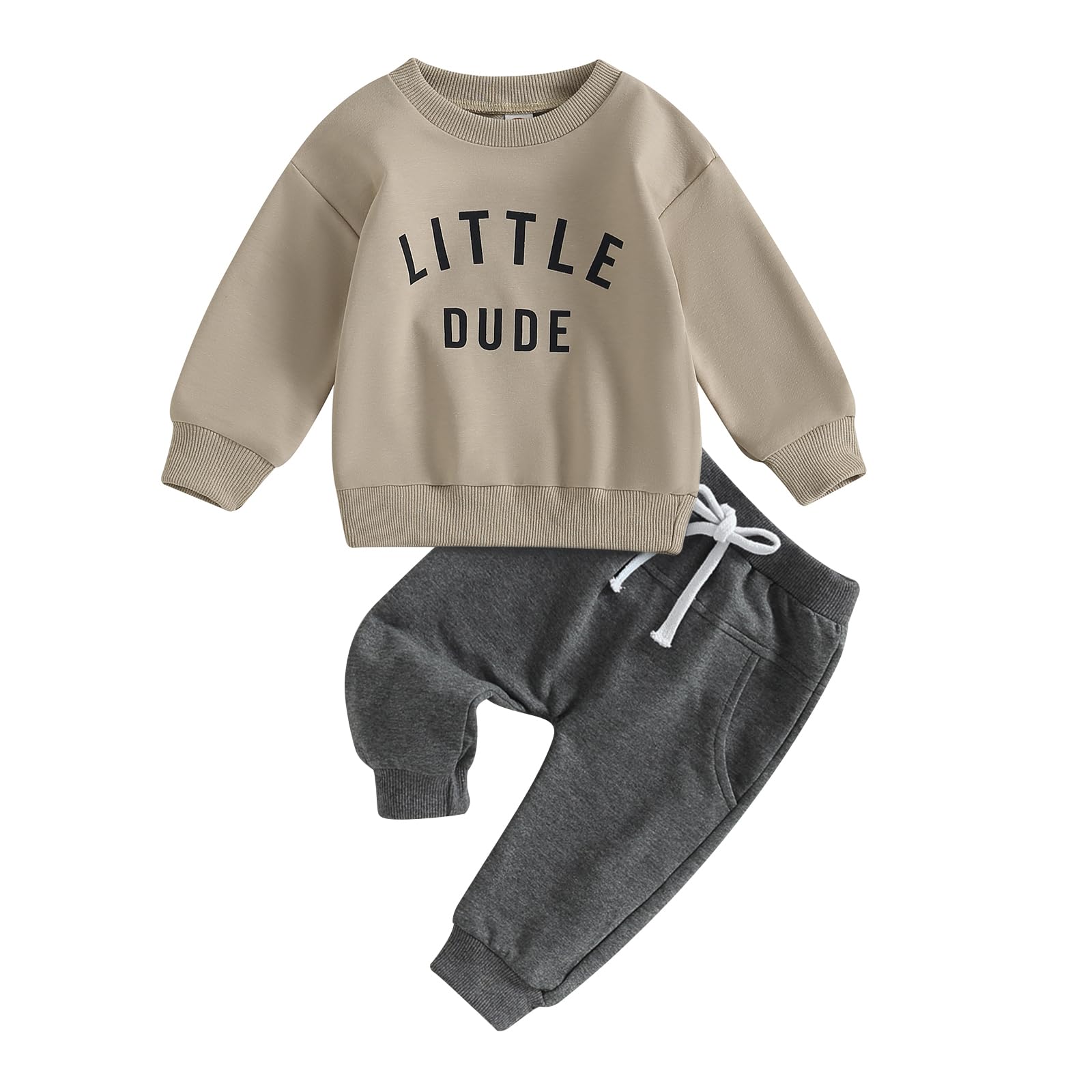 MA&BABY Toddler Baby Boy Clothes Solid Color Sweatshirt Jogger Pants Set