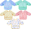 Lictin Long Sleeve Bibs 5 Pack - Baby Bibs, Waterproof Toddler Bibs, Baby Smock for Eating, Baby Bibs for Feeding Teething