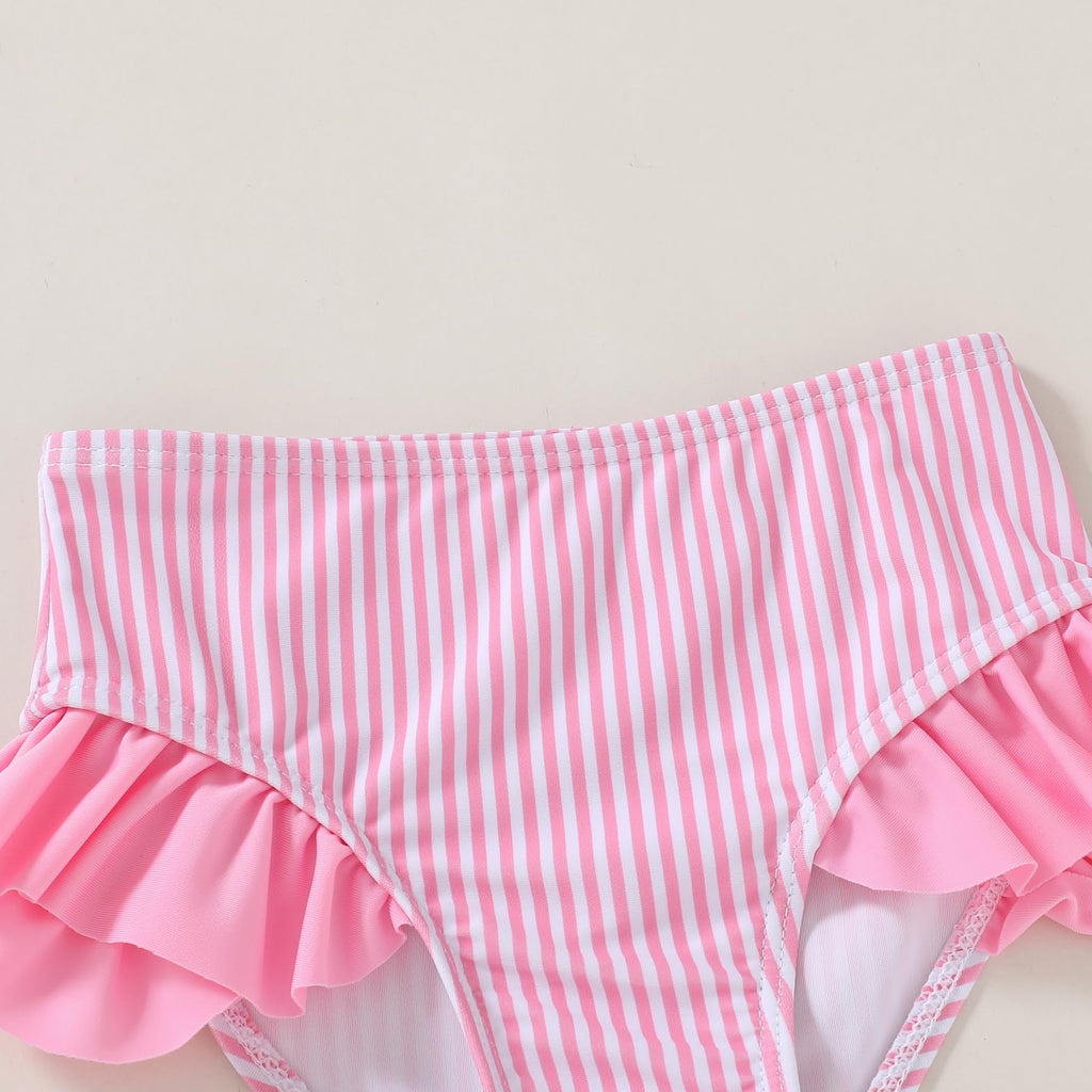 YOUNGER TREE Toddler Girls Two Pieces Swimsuit Color Block Stripe Swimwear Summer Beach Bathing Suit 18M-5T(Pink 4-5T)