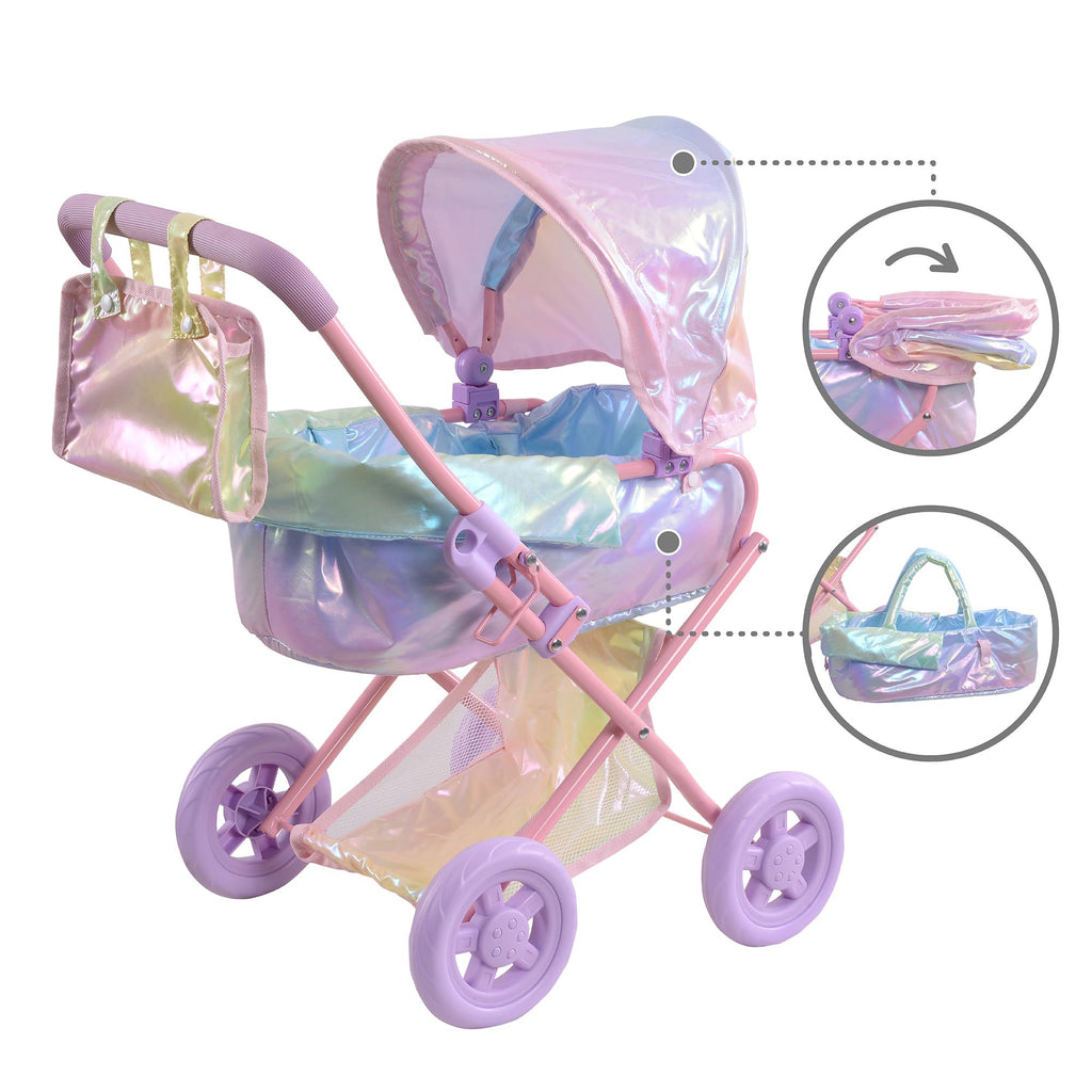 Olivia's Little World Baby Doll Stroller, 2-in-1, Age 3+, Iridescent