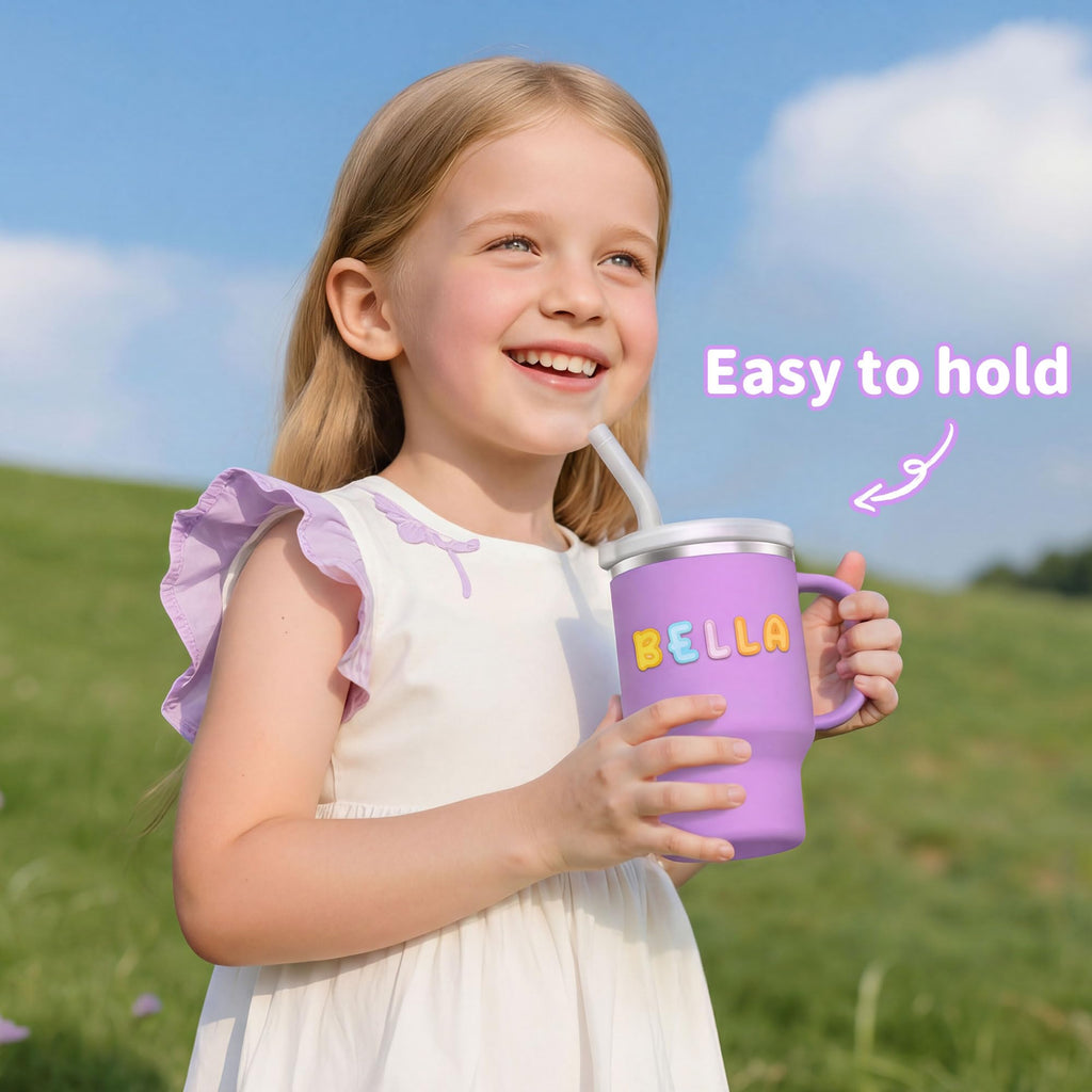 Sippy Cups for Toddlers 1-3, Spill-Proof 9oz Stainless Steel Toddler Tumbler with Handle, Leak‑Proof Baby Straw Cups, My First Tumbler, Birthday Gifts for 1 Year Old Girls Boys, BPA-Free, 2 Pack