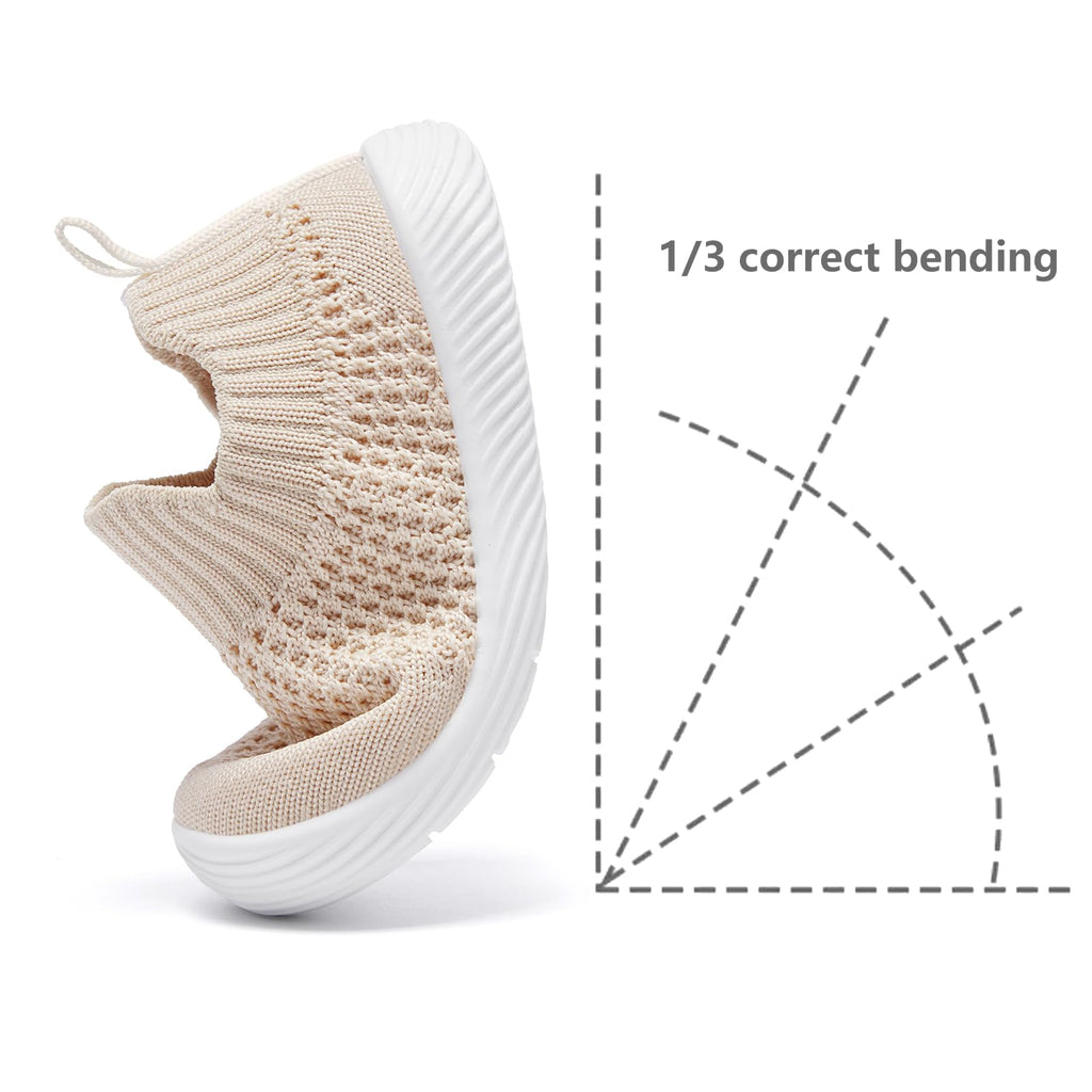 MORENDL Toddler Shoes Baby Walking Sock Shoes Non-Slip Breathable Boys & Girls Sneakers Infant Tennis Shoes Khaki Size 10