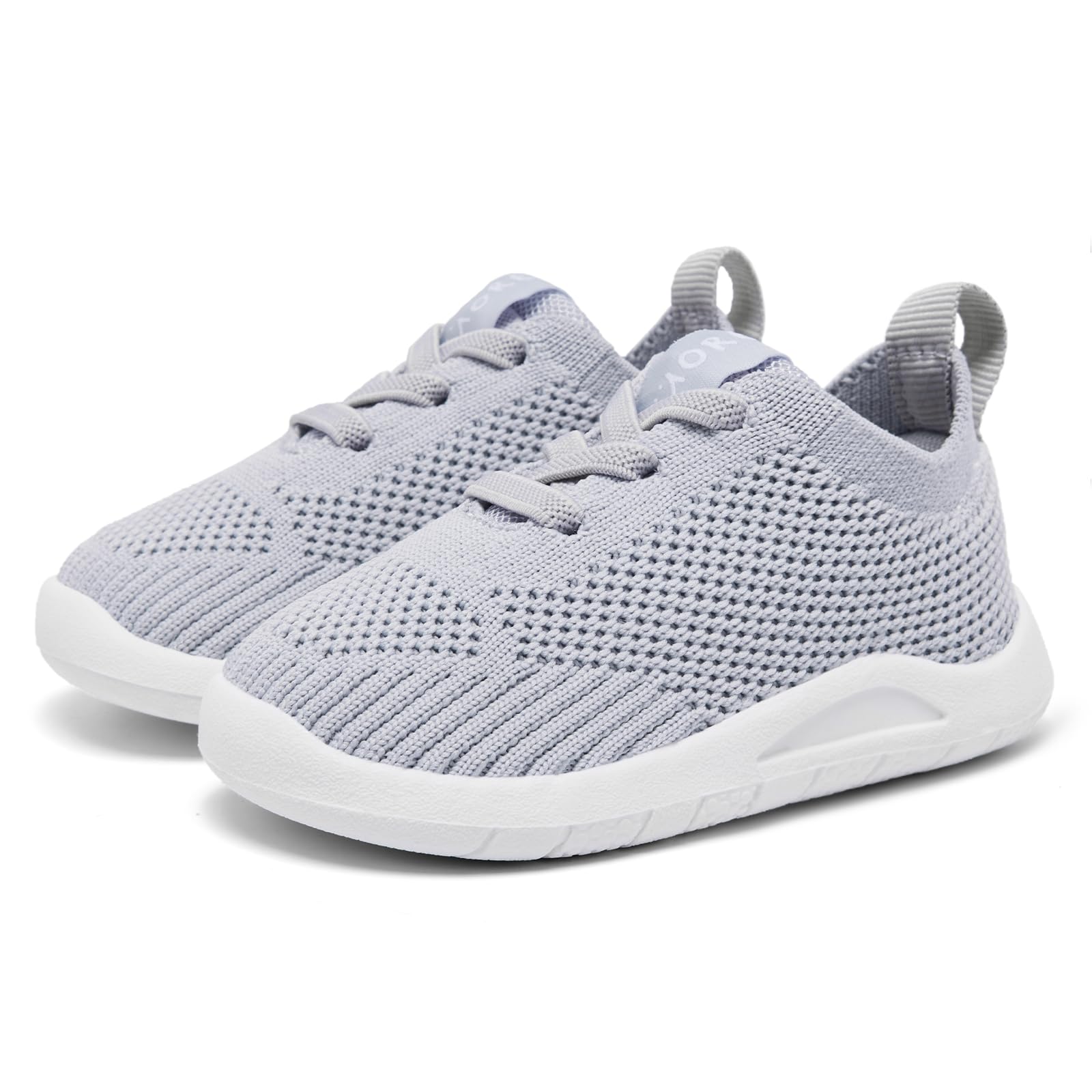 MORENDL Toddler Shoes Baby Walking Sock Shoes Infant Sneakers Boy Girl Barefoot Tennis Shoe Non-Slip Brethable Grey Size 10