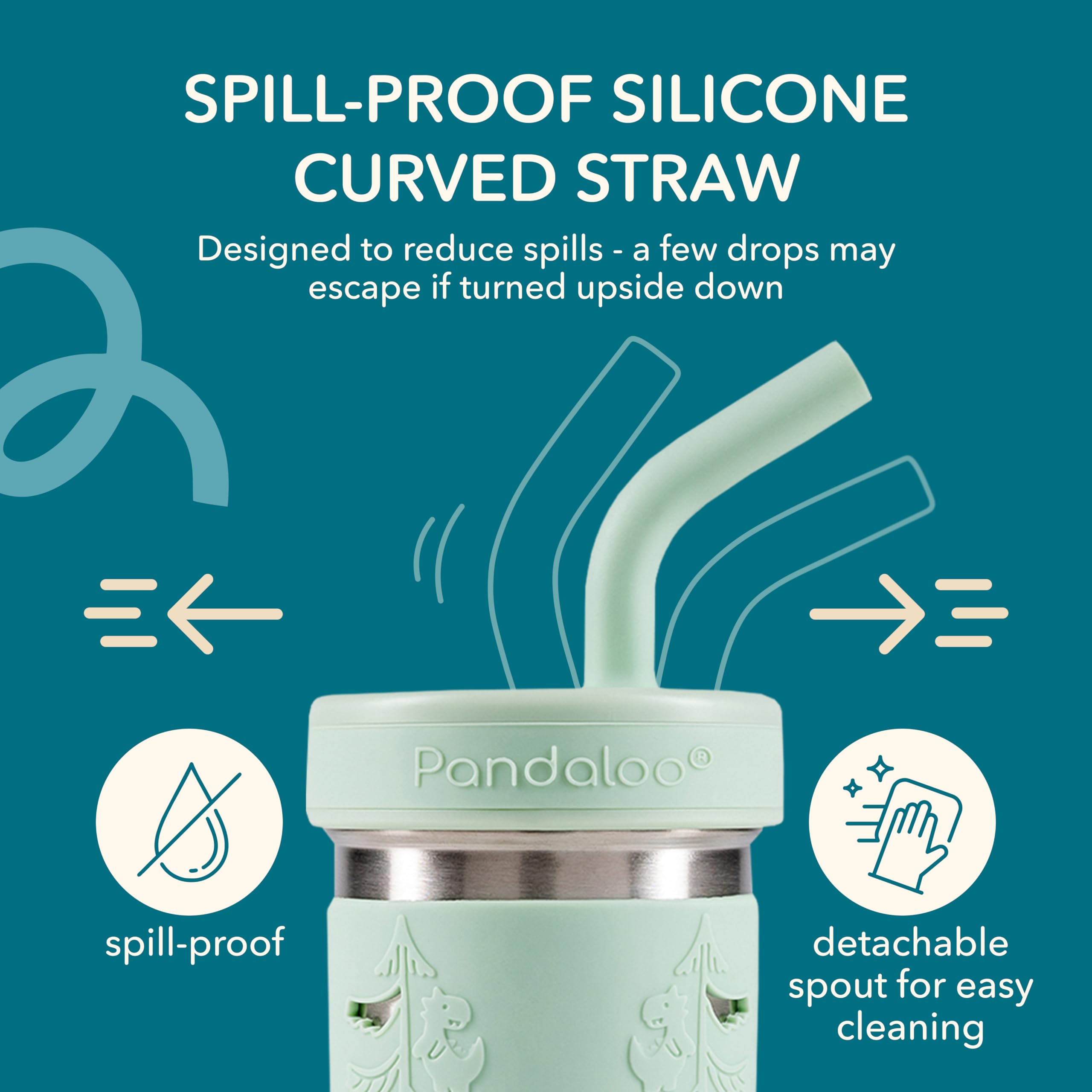 Pandaloo® Smoothie Cups for Kids - Stainless Steel Toddler Tumbler with Straw, Sippy Cup for Smoothies - BPA-Free, Toddler Snack Cups, 10 oz
