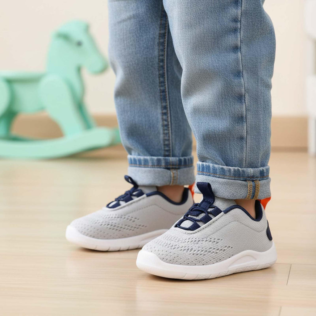MORENDL Toddler Sneakers Baby Slip On Walking Shoes Non-Slip Breathable Boys & Girls Running Shoes Infant Tennis Shoes Grey Navy Size 8