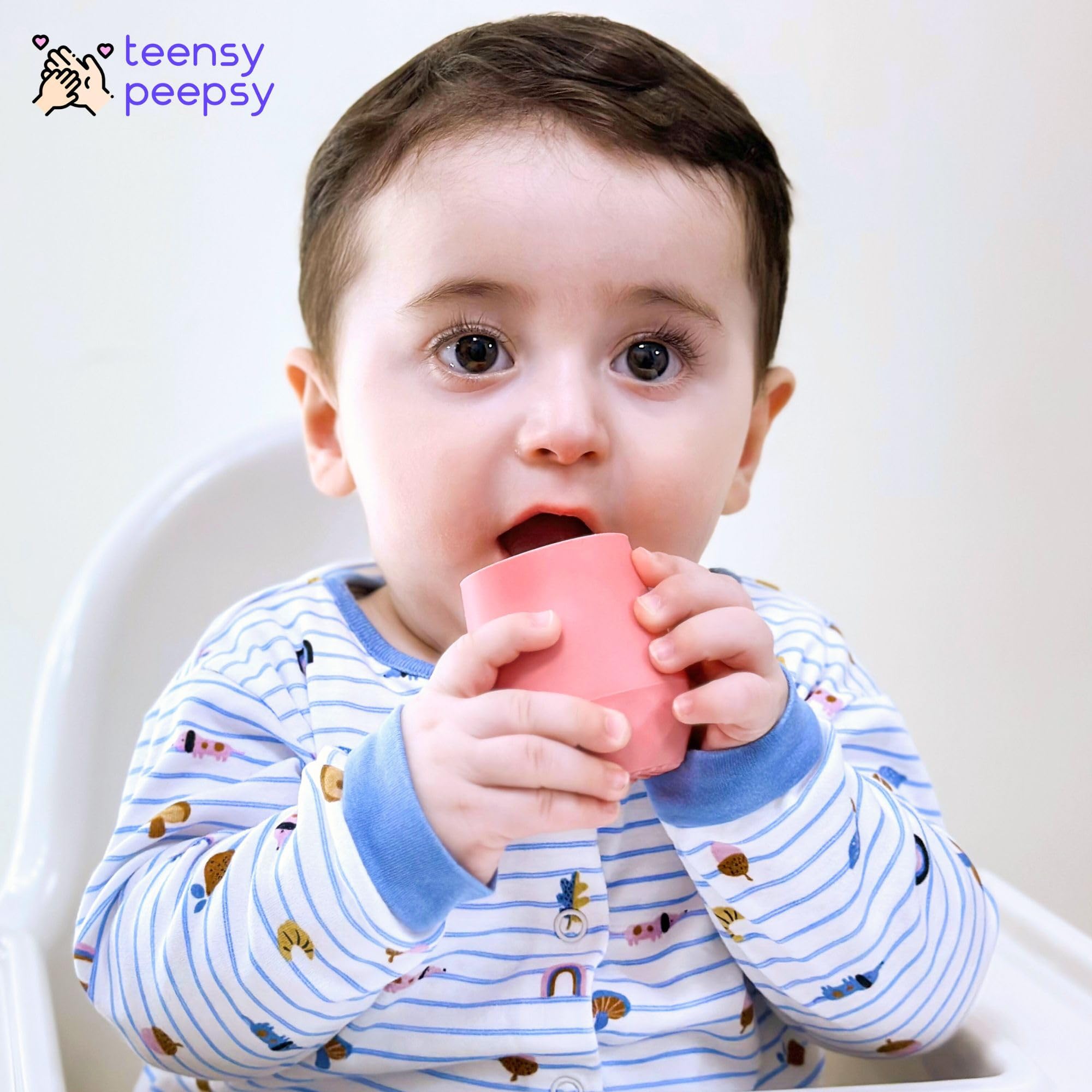 teensy peepsy Silicone Training Cups for Babies 4 Months+ | 2 pack Tiny Transition Cup for Baby Girl Gift, Baby Water Cup for 6-12 Months, Toddler Open Cups 2oz, Baby Essentials for BLW (Lilac Blush)