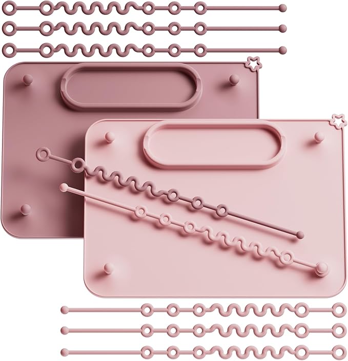 2 Pack Baby Silicone Mat, with Suction Base and 8 Stretchable Straps, Seposeve Baby Placemats, Activity Mat for Infants to Toddlers, Keeps Babies Essentials Off The Floor, Purple Pink