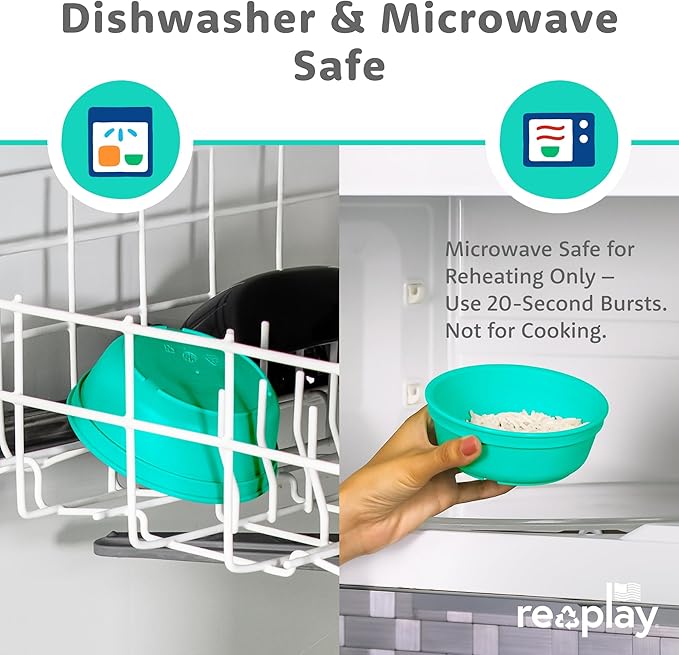Re-Play 12 oz. Toddler Bowls Set of 3 - Kids Deep-Walled, Durable & Reusable Snack and Meal Bowls, Dishwasher & Microwave Safe, BPA-Free, Made in USA from Recycled Plastic, Easter