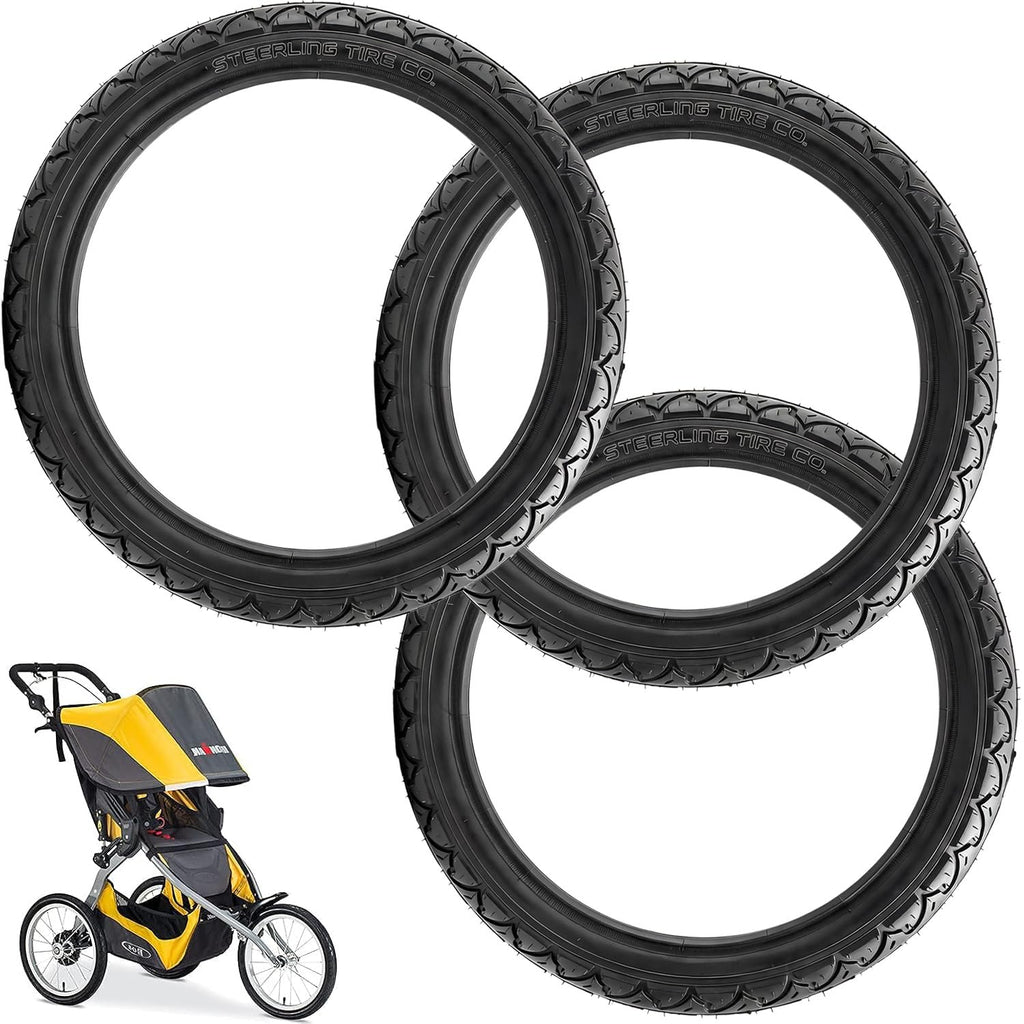 Three 16-Inch Tire Replacements for Jogging Strollers Like BOB Ironman & Bike Trailers Including Allen Sport, Burley and Instep (3-Pack) by Steerling Tire Co.