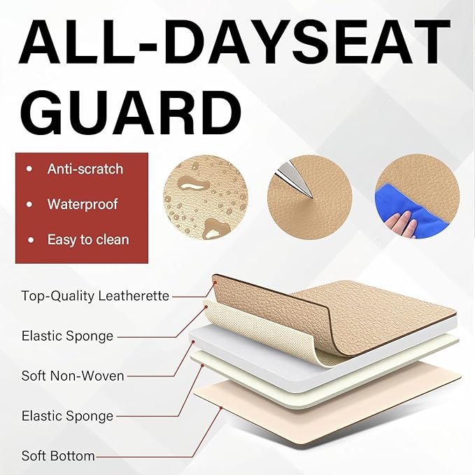 Leather Car Seat Covers Fit for LR Range Rover Evoque 2019-2025, 5 Seater Waterproof and Wear-Resistant Seat Cover Interior Accessories(Full Set with Pillow,Beige)