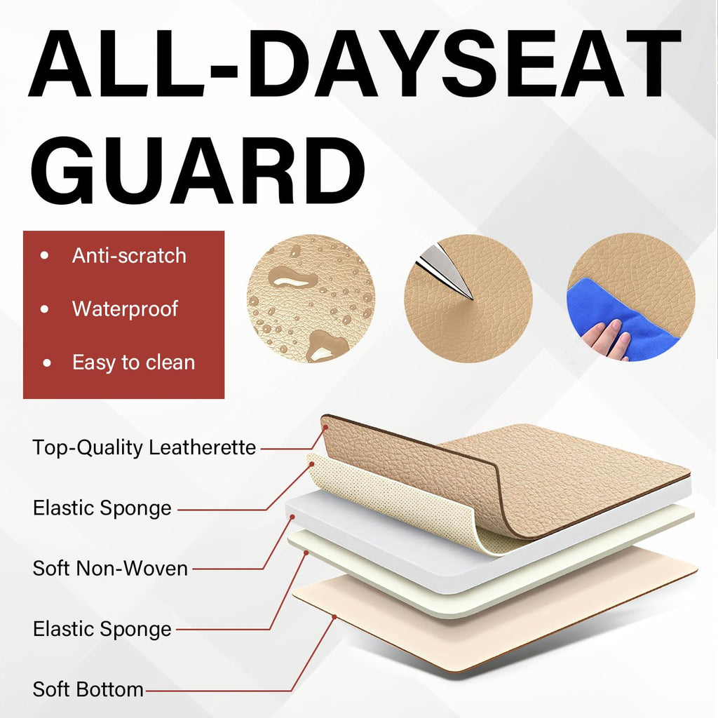 TENDER GLOW Leather Car Seat Covers Fit for LR LR4 2009-2016, 5 Seater Waterproof and Wear-Resistant Seat Cover Interior Accessories(Full Set with Pillow,Beige)